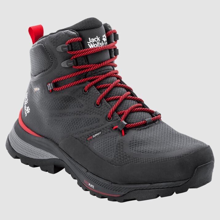 Botas Senderismo Jack Wolfskin Force Striker Texapore Mid Hombre Negros/Rojos Mexico-3125867